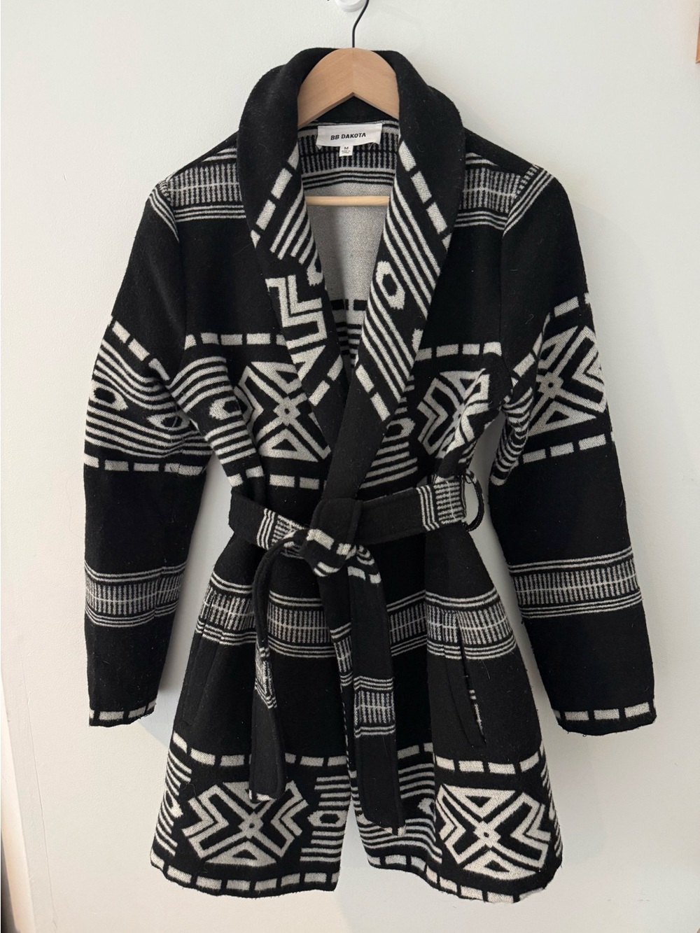 BB Dakota Geo Print Mid-Length Wrap Jacket